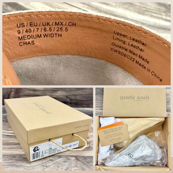 NIB Gentle Souls by Kenneth Cole 9M Chas Comfort Open Toe Heeled Sandals Suede - Picture 12 of 12